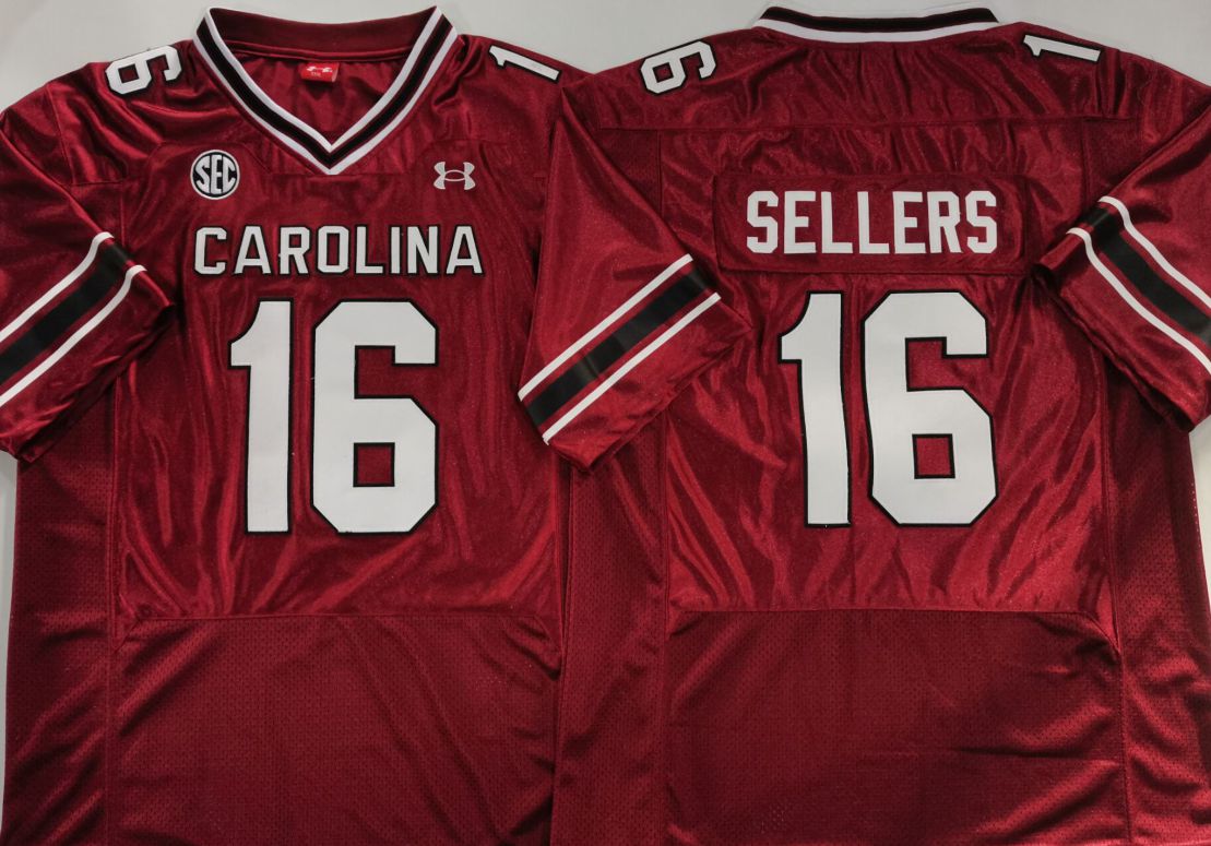 Men South Carolina Gamecocks #16 Sellers Red Elite 2025 NCAA Jersey style 1->ncaa teams->NCAA Jersey